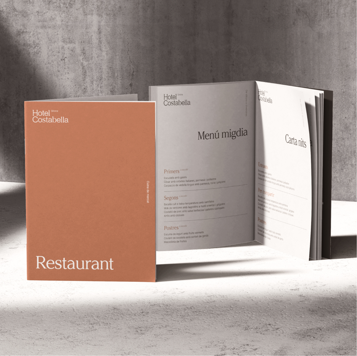 Disseny de material corporatiu, com la carta del restaurant